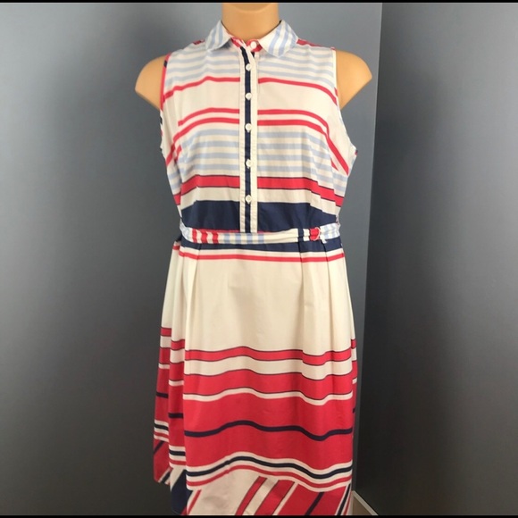 AGB Dresses & Skirts - AGB sleeveless dress red white blue stripes 22W